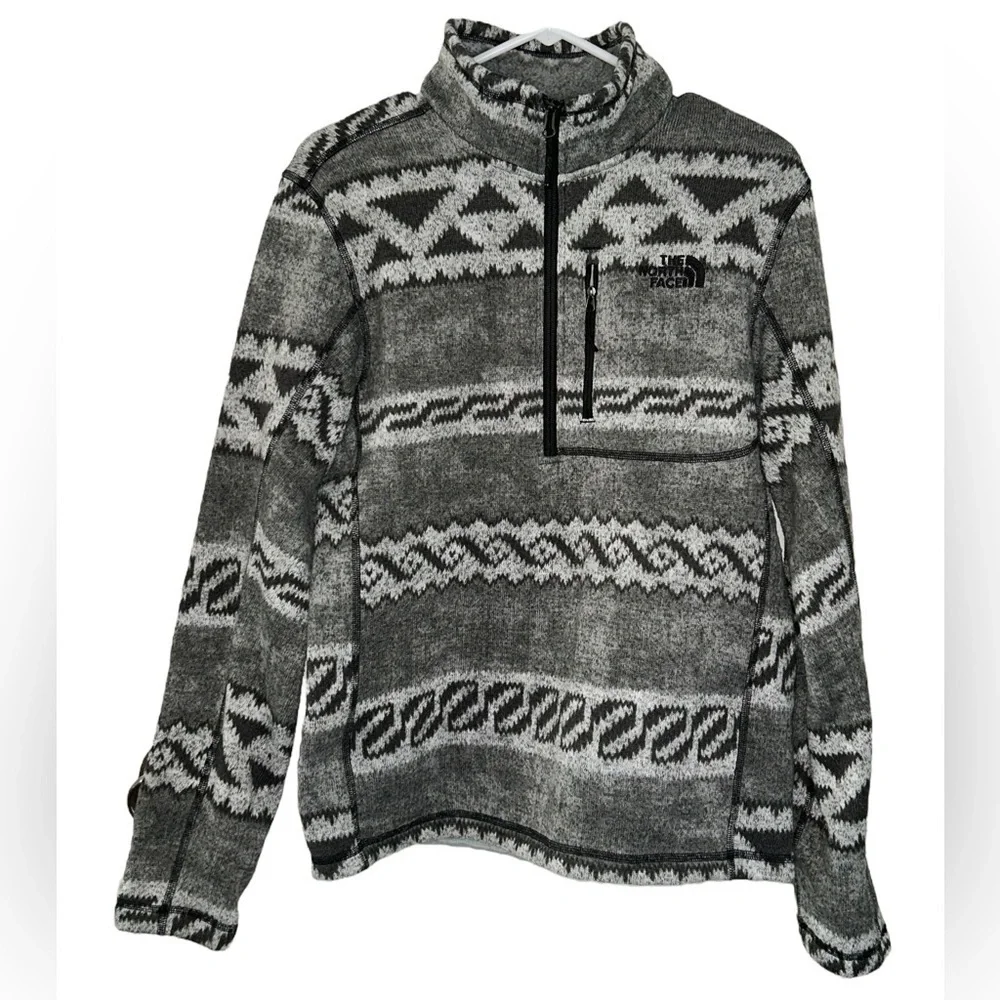The North Face Gordon Lyons 1/4 Zip Gray Aztec Pullover Men’s Size Small Outdoor